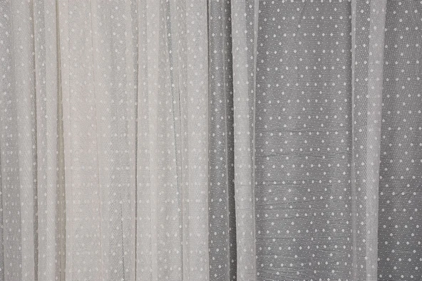 SEYREK NOKTALI MODEL KREM RENK TEK KANAT Hazır Pileli Fon Perde 300*260 - Resim 5