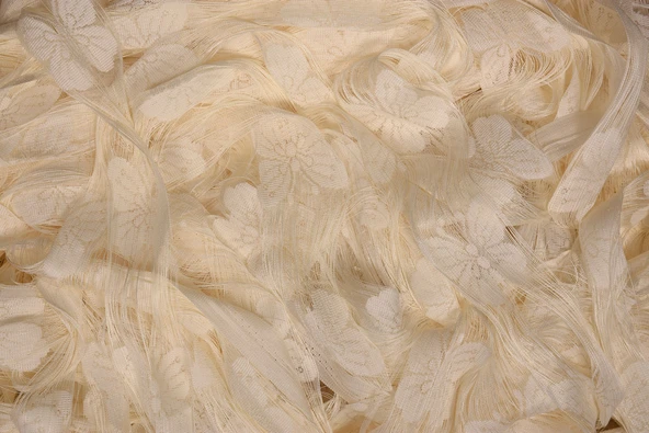 KELEBEK  MODEL KREM RENK İP PERDE HAZIR DÜĞMELERİ DİKİLMİŞ İP PERDE 300*270 cm - Resim 5