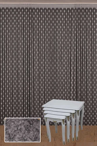 PUANLI MODEL GRİ RENK İP PERDE HAZIR DÜĞMELERİ DİKİLMİŞ İP PERDE 300*270 cm - Resim 2