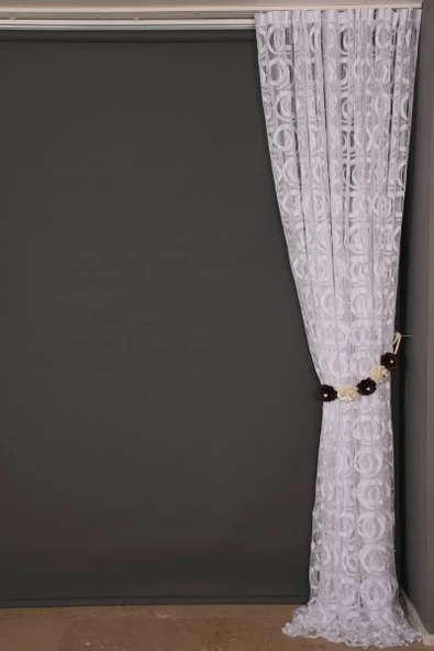 VAKKO  MODEL BEYAZ RENK İP PERDE HAZIR DÜĞMELERİ DİKİLMİŞ İP PERDE 300*270 cm - Resim 7