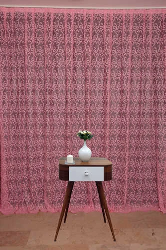 ŞAL MODEL PEMBE RENK TEK KANAT Hazır dikilmiş Pileli Fon Perde 300*260 cm ürün görseli 1