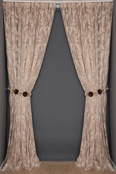 KILINÇ MODEL VİZON RENK TEK KANAT Hazır Pileli Fon Perde 300*260 ürün görseli