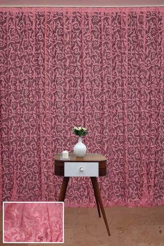 SULTAN 2 MODEL PEMBE RENK TEK KANAT Hazır dikilmiş Pileli Fon Perde 300*260 cm - Resim 2