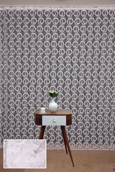 VAKKO  MODEL BEYAZ RENK İP PERDE HAZIR DÜĞMELERİ DİKİLMİŞ İP PERDE 300*270 cm - Resim 2