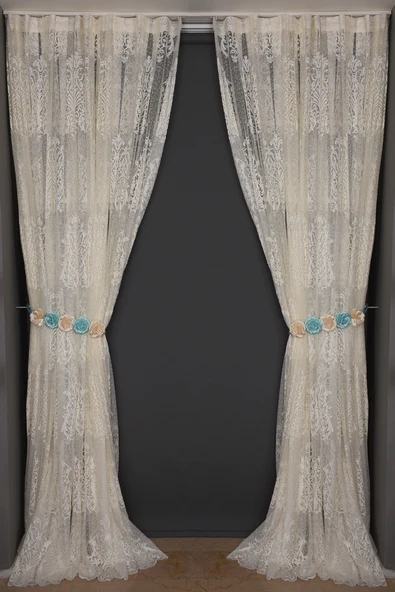 BÜYÜK DAMAKS KREM RENK TEK KANAT Dikilmiş Pileli Fon Perde 300*260 Cm - Resim 7