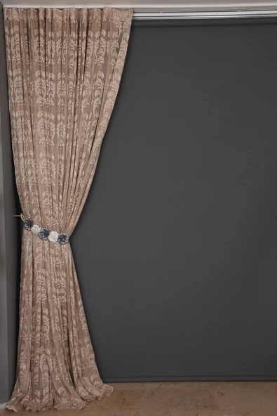 SARMAŞIK VİZON RENK TEK KANAT Dikilmiş Pileli Fon Perde 300*260 Cm - Resim 3