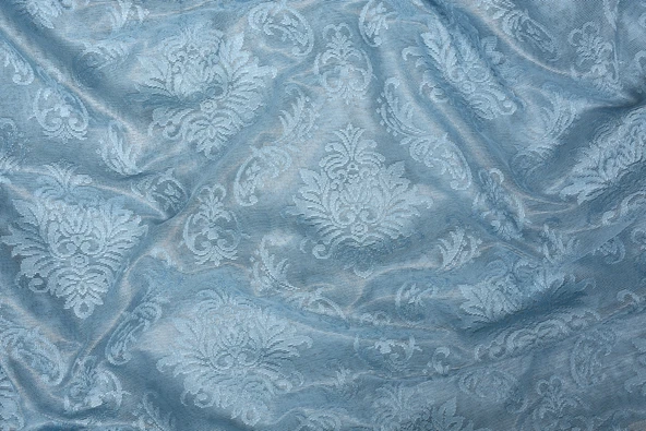 DAMAKS MAVİ RENK TEK KANAT Hazır dikilmiş Pileli Fon Perde 75*260 cm ürün görseli