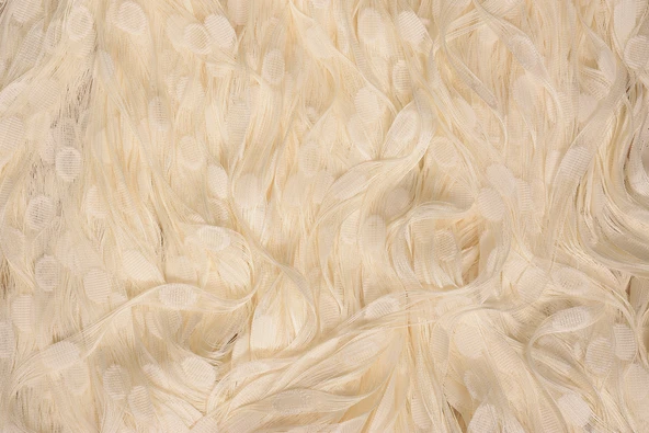 KÜÇÜK PUANLI MODEL KREM RENK HAZIR  DİKİLMİŞ İP PERDE 300*270 cm - Resim 5