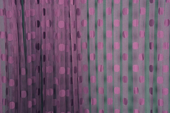 PUANLI MODEL MOR RENK HAZIR İP PERDE 300*270 cm - Resim 5