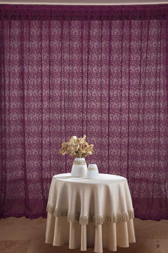ŞAL MODEL MOR RENK TEK KANATHazır dikilmiş Pileli Fon Perde 300*260 cm ürün görseli 1