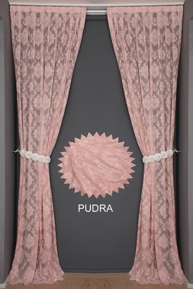 DAMAKS PUDRA RENK TEK KANAT Hazır dikilmiş Pileli Fon Perde 75*260 cm - Resim 4