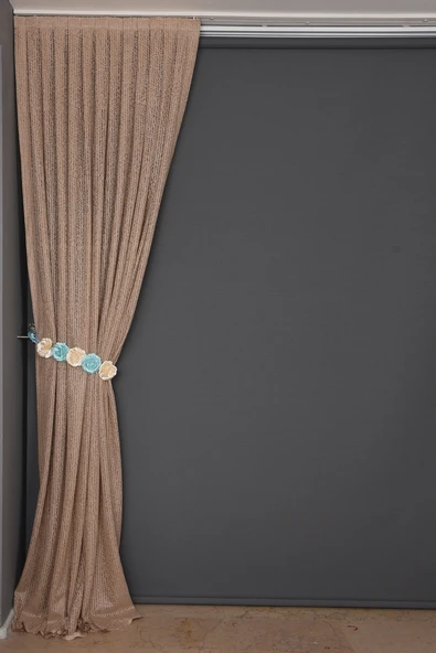 ÇİZGİLİ VİZON RENK TEK KANAT Hazır dikilmiş Pileli Fon Perde 75*260 cm - Resim 6