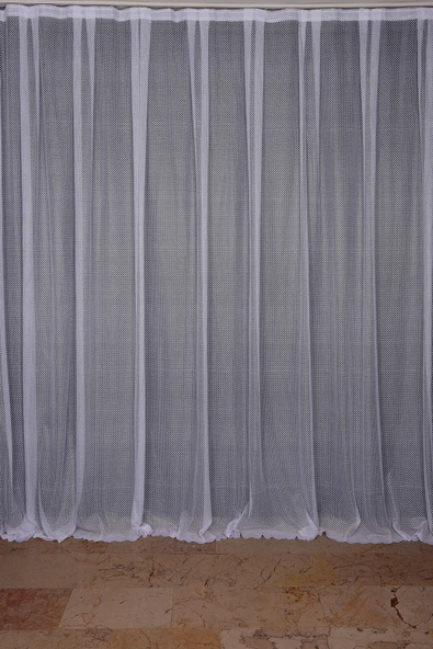 SIK NOKTALI MODEL KIRIK BEYAZ RENK TEK KANAT Hazır Pileli Fon Perde 300*260 - Resim 2