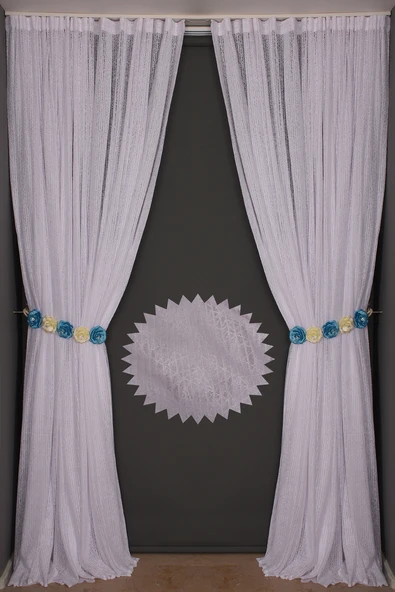 ÇİZGİLİ MODEL KIRIK BEYAZ RENK TEK KANAT Hazır dikilmiş Pileli Fon Perde 300*260 cm - Resim 6