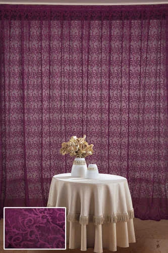 ŞAL MODEL MOR RENK TEK KANATHazır dikilmiş Pileli Fon Perde 300*260 cm - Resim 2