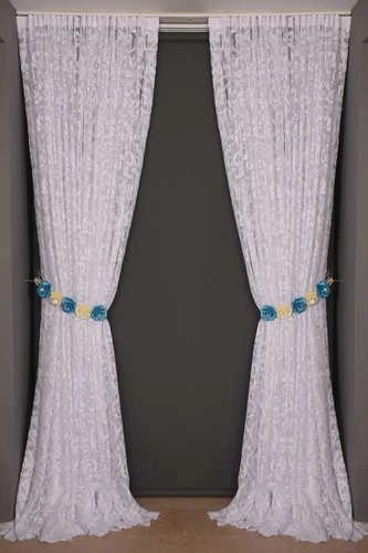 SULTAN 2 MODEL KIRIK BEYAZ RENK TEK KANAT Hazır dikilmiş Pileli Fon Perde 300*260 cm - Resim 8