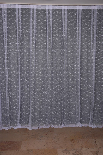 KUŞ MODEL KIRIK BEYAZ RENK TEK KANAT Dikilmiş Pileli Fon Perde 300*260 Cm - Resim 2