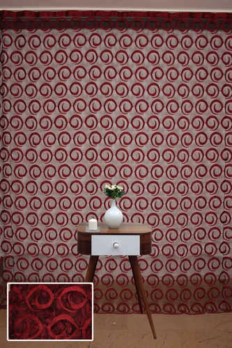 VAKKO ÇİFT RENK KIRMIZI İP PERDE HAZIR DÜĞMELERİ DİKİLMİŞ İP PERDE 300*250 cm - Resim 2