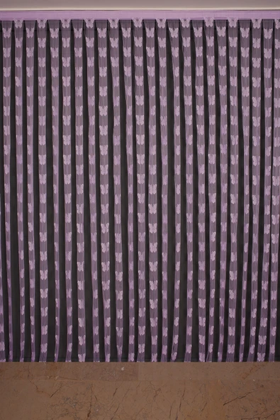 KELEBEK  MODEL LİLA RENK İP PERDE HAZIR DÜĞMELERİ DİKİLMİŞ İP PERDE 300*280 cm - Resim 2
