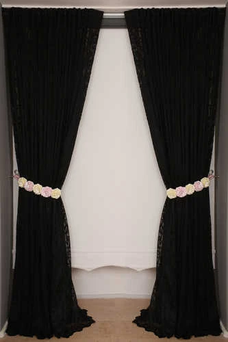 SULTAN 2 MODEL SİYAH RENK TEK KANAT Hazır dikilmiş Pileli Fon Perde 300*260 cm - Resim 8