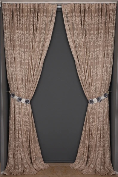 SARMAŞIK VİZON RENK TEK KANAT Dikilmiş Pileli Fon Perde 300*260 Cm ürün görseli