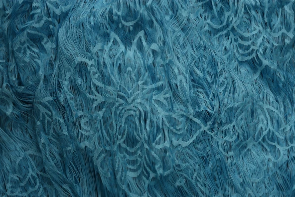 ÖRÜMCEK  MODEL TURKUAZ RENK İP PERDE HAZIR DÜĞMELERİ DİKİLMİŞ İP PERDE 300*280 cm - Resim 4