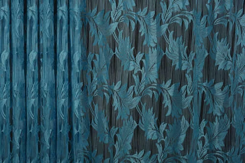 YAPRAK  MODEL TURKUAZ RENK İP PERDE HAZIR DÜĞMELERİ DİKİLMİŞ İP PERDE 300*280 cm - Resim 3