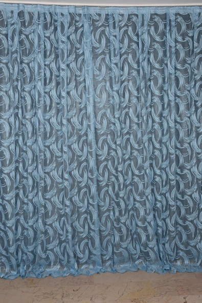 KILINÇ MODEL MAVİ RENK TEK KANAT Hazır Pileli Fon Perde 300*260 - Resim 2