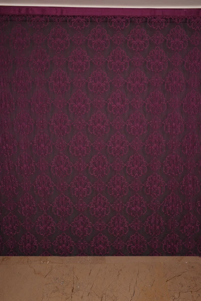 ÖRÜMCEK  MODEL MOR RENK İP PERDE HAZIR DÜĞMELERİ DİKİLMİŞ İP PERDE 300*270 cm - Resim 2