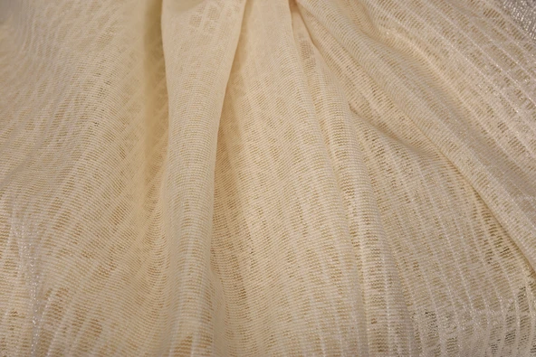 ÇİZGİLİ MODEL KREM RENK TEK KANAT Hazır dikilmiş Pileli Fon Perde 300*260 cm - Resim 5