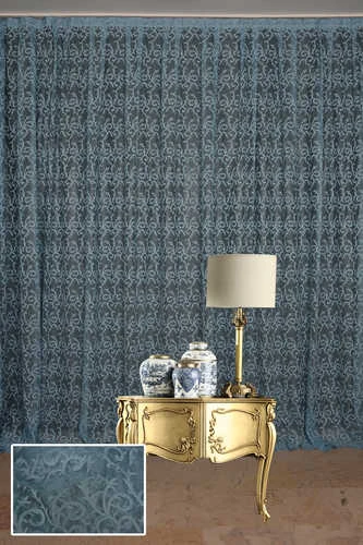 ŞAL MODEL MAVİ RENK TEK KANAT Hazır dikilmiş Pileli Fon Perde 300*260 cm - Resim 2