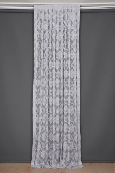 DAMAKS GRİ RENK TEK KANAT Hazır dikilmiş Pileli Fon Perde 75*260 cm - Resim 3