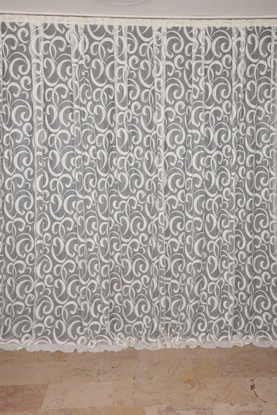 AY MODELİ KREM RENK TEK KANAT Hazır Dikilmiş Pileli Fon Perde 300*260 Cm - Resim 2