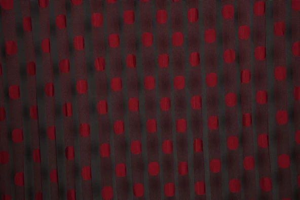 PUANLI ÇİFT RENK BORDO İP PERDE HAZIR DÜĞMELERİ DİKİLMİŞ İP PERDE 300*270 cm - Resim 3