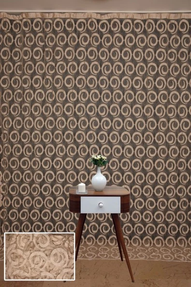 VAKKO  MODEL VİZON RENK İP PERDE HAZIR DÜĞMELERİ DİKİLMİŞ İP PERDE 300*270 cm ürün görseli