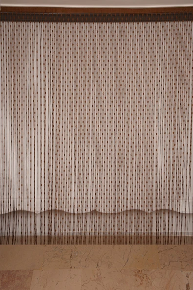 KÜÇÜK PUANLI MODEL ACI KAHVE RENK HAZIR İP PERDE 300*270 cm - 2
