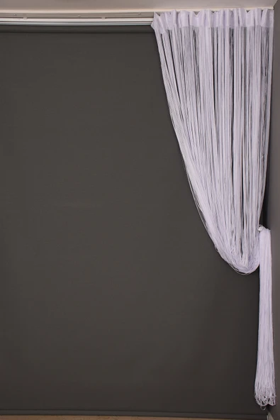 DÜZ İP  MODEL BEYAZ RENK HAZIR İP PERDE 300*270 - Resim 4