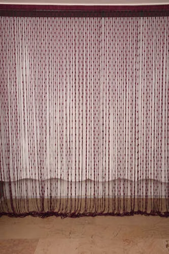 KÜÇÜK PUANLI MODEL BORDO RENK HAZIR İP PERDE 300*270 cm ürün görseli 1