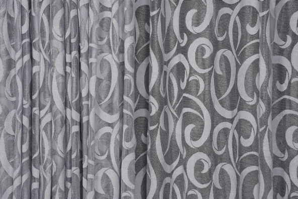 AY MODELİ GRİ RENK TEK KANAT Hazır Dikilmiş Pileli Fon Perde 300*260 Cm - Resim 3