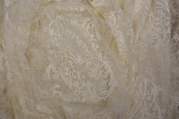 BÜYÜK DAMAKS KREM RENK TEK KANAT Dikilmiş Pileli Fon Perde 300*260 Cm - Resim 4