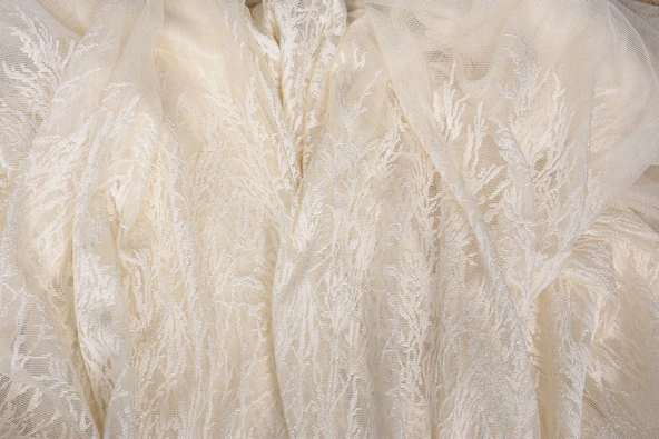 SELVİ DESEN KREM RENK TEK KANAT Hazır dikilmiş Pileli Fon Perde 300*260 cm - Resim 7