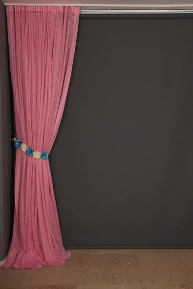ÇİZGİLİ MODEL PEMBE RENK TEK KANAT Hazır dikilmiş Pileli Fon Perde 300*260 cm - Resim 6