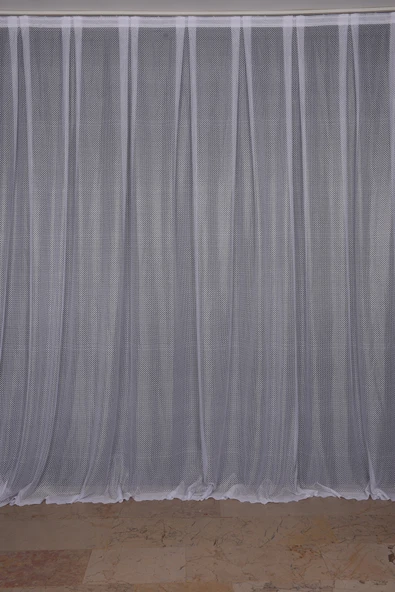 SEYREK NOKTALI MODEL BEYAZ RENK TEK KANAT Hazır Pileli Fon Perde 300*260 - Resim 2