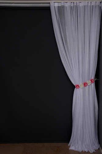 SEYREK NOKTALI MODEL KIRIK BEYAZ RENK TEK KANAT Hazır Pileli Fon Perde 300*260 - Resim 7