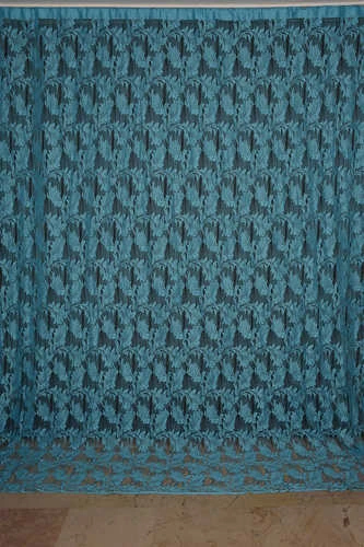 YAPRAK  MODEL TURKUAZ RENK İP PERDE HAZIR DÜĞMELERİ DİKİLMİŞ İP PERDE 300*280 cm ürün görseli