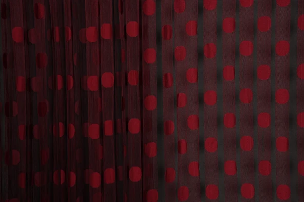 PUANLI ÇİFT RENK BORDO İP PERDE HAZIR DÜĞMELERİ DİKİLMİŞ İP PERDE 300*270 cm - Resim 4