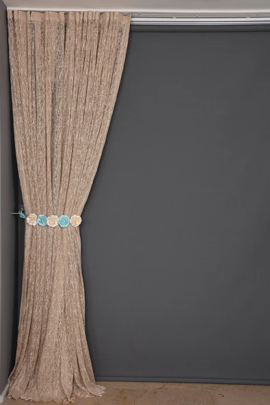 ÖRÜMCEK TÜL VİZON RENK TEK KANAT Hazır dikilmiş Pileli Fon Perde 300*260 cm - Resim 7