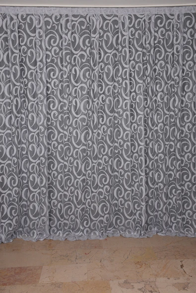 AY MODELİ GRİ RENK TEK KANAT Hazır Dikilmiş Pileli Fon Perde 300*260 Cm - Resim 2