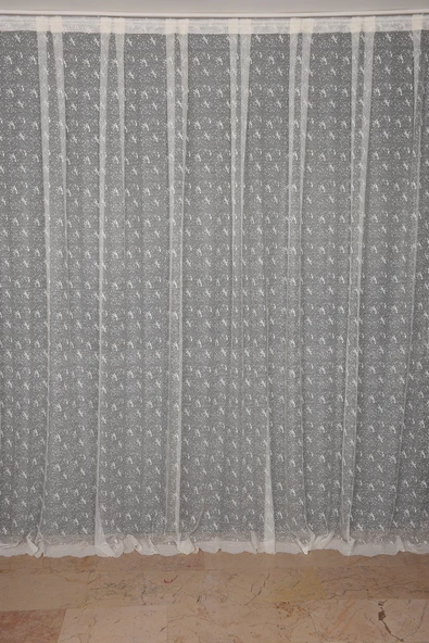 KUŞ MODEL KREM RENK TEK KANAT Dikilmiş Pileli Fon Perde 300*260 Cm - Resim 2
