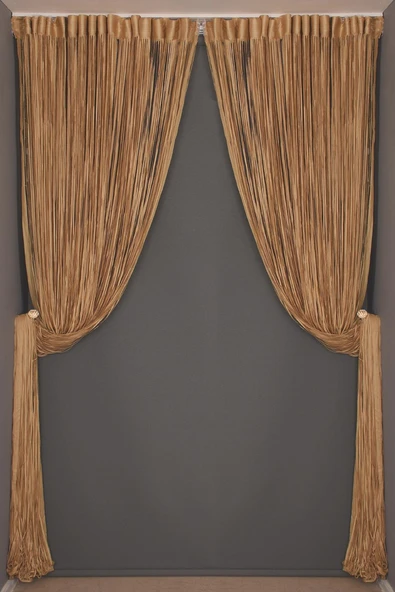 İP MODEL GOLD RENK İP PERDE 300*280 cm - 2 mm şerit - Resim 8